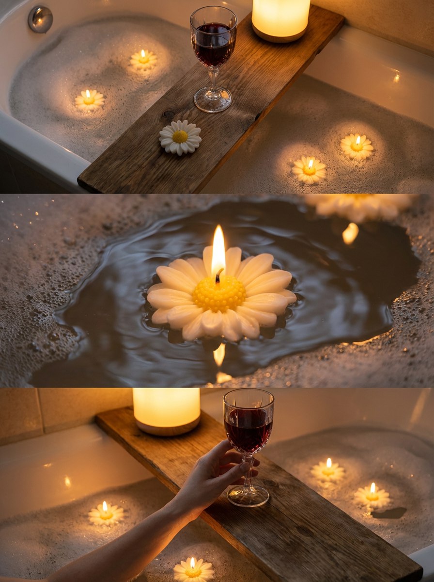 🕯️KIT "Margarita - 4 velas flotantes" "Caja de Luz"