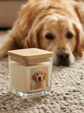 Vignette personalised beeswax candle in glass jar — 2 sides photo, lime scent by ConelAlma